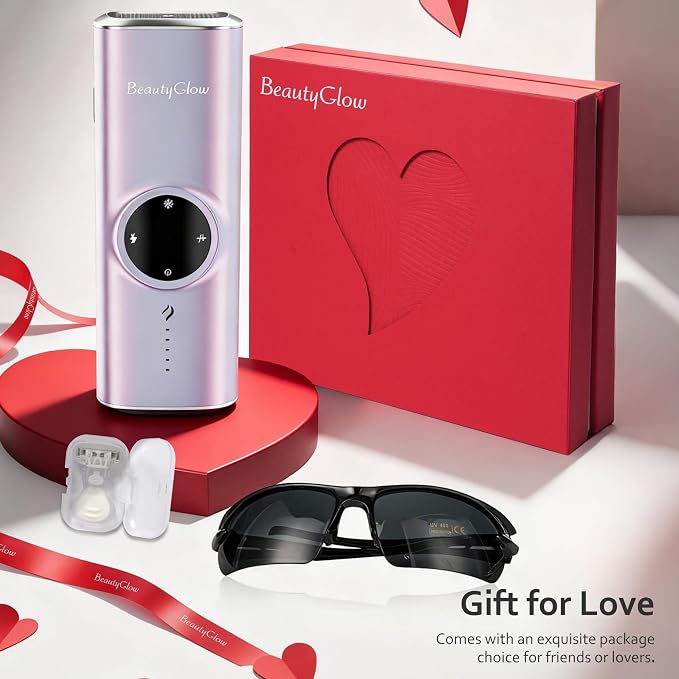 BeautyGlow Laser Hair Removal Device for Women, At Home IPL Hair Remover with Ice Cooling Technology for Face and Body, Painless & Long-Lasting Results