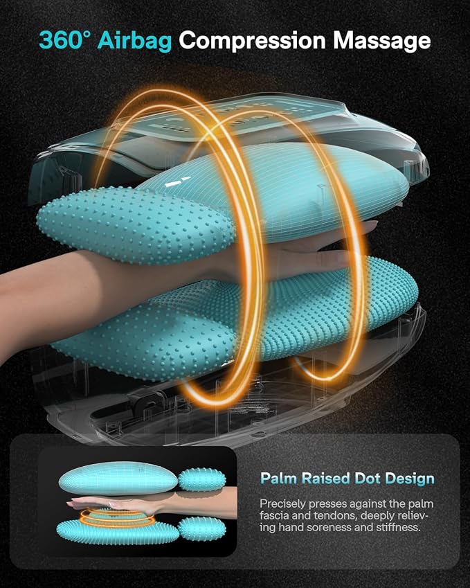 Hand Massager with Heat and Compression, ALLJOY Hand Massager for Arthritis and Carpal Tunnel Relief- Fathers day Gift-s for Dad, Touchscreen Cordless Carpal Tunnel Massager,Dad Birthday Gifts for Men