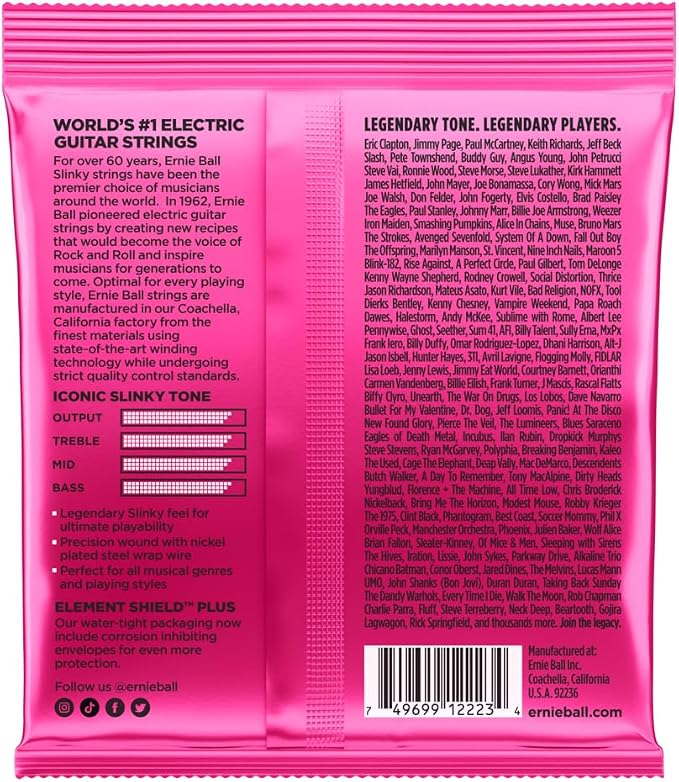 Ernie Ball Super Slinky Nickel Wound Electric Guitar Strings, 9-42 Gauge (P02223)