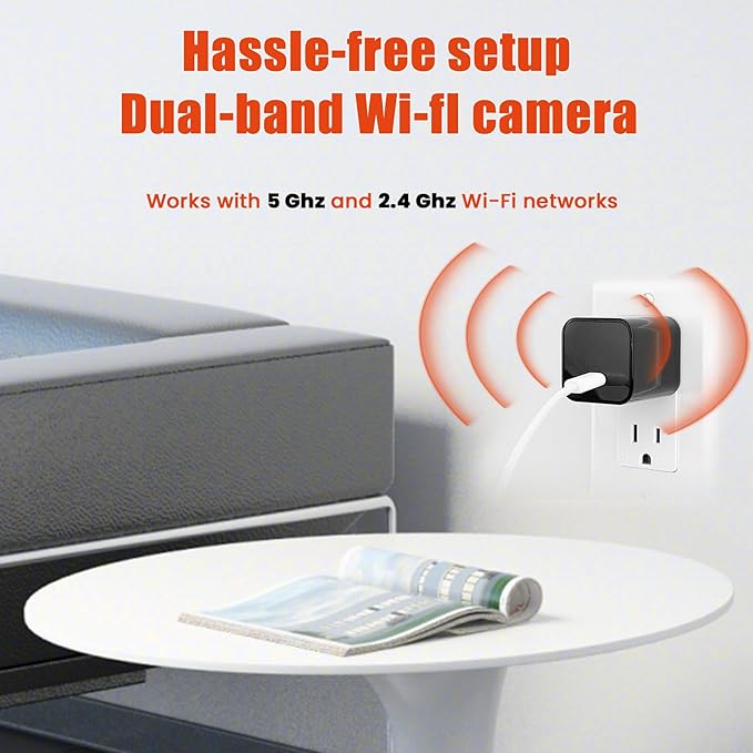USB Charger Hidden Camera, WiFi Small Spy Security Camera, Full HD 1080P Mini Wireless Nanny Cam Motion Detection with App Live Feed for Home