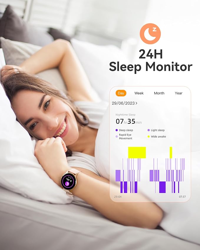 AGPTEK Smart Watch for Women, 5ATM Waterproof Smartwatch for Android and iOS Phones, Fitness Tracker Watch with 100+ Sports Modes, Heart Rate Monitor Pedometer Sleep Monitor, Pink | for Android and iOS Phones, Fitness Tracker Watch with Heart Rate Moni...