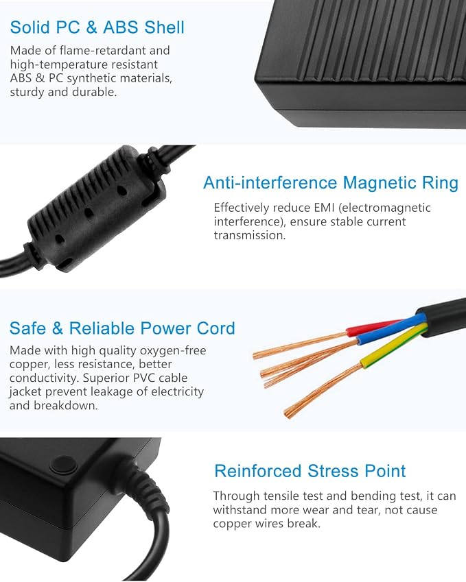 ALITOVE 12V Power Supply DC 12 Volt 12 Amp 144W Power Adapter 100-240V AC to DC Adapter 110V to 12V Converter 12A 10A Low Voltage Transformer with 5.5mm x 2.5 2.1mm Plug for LED Light 3D Printer