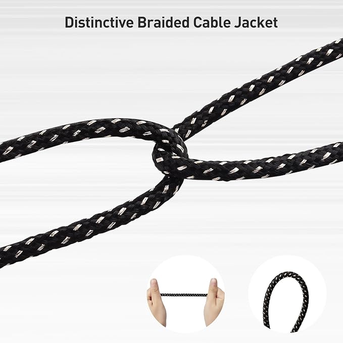 Cable Matters 2-Pack Braided 1/4 Inch TS to TS Electric Guitar Cable - 10ft, Guitar Cord/GuitarAmp Cord/Instrument Cable for ElectricGuitar, Mandolin, Bass AMP, Keyboard, Mixer, Equalizer