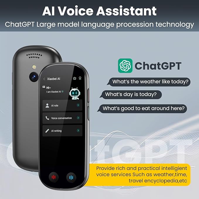 Language Translator Device No WiFi Needed, AI Translator with ChatGPT, Two Way Real Time Voice Translator Device with 150+ Languages, Recording/Offline/Photo Translation for Travel Business Learning