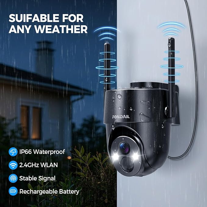 Solar Security Cameras Wireless Outdoor, 2K 360° View Solar Powered WiFi 3MP Security Camera for Home Security with Color Night Vision, PIR Detection, 2-Way Audio, Motion Alert, Easier to use