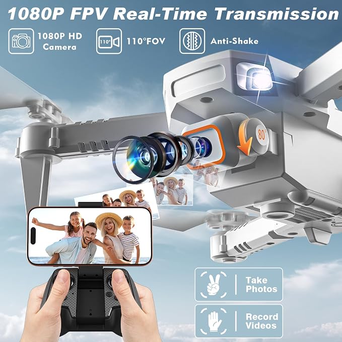 Mini Drone for Kids,Drones with Camera for Adults,Kids Drone with Gesture Control, One Key Start/Land, 3D Flips, Waypoints Fly, Headless Mode, 1080P HD FPV Foldable RC Quadcopter Toys Gifts for Boys