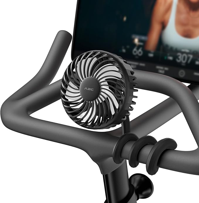 A2C 4.7-Inch Big Cooling Fan for Peloton Bike Bike+ or Tread, 16.5" Long Bendable Arm, Rechargeable 4000mAh Battery, 360° Rotation, 3 Speeds, fits Treadmill Exercise Workout Stationary Cycling Bikes
