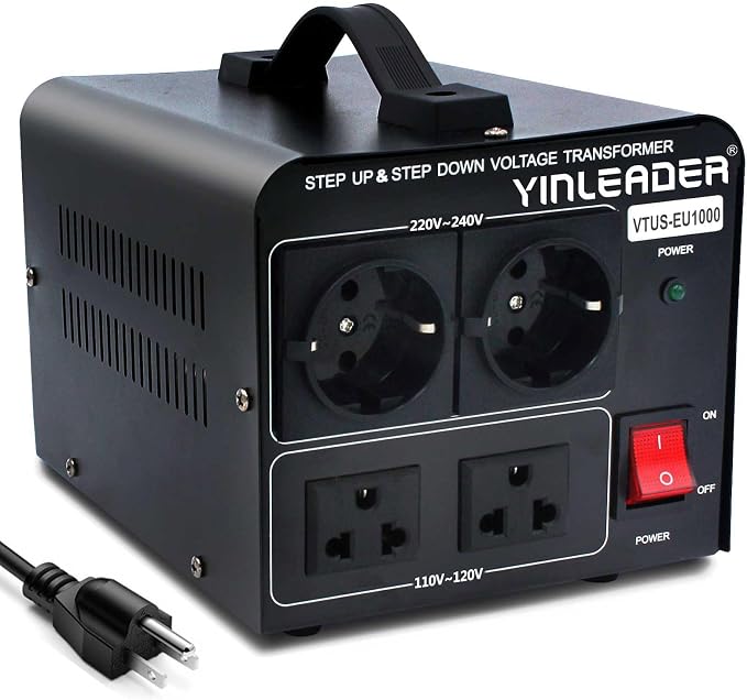 Yinleader 1000W 110V to 220V EU Voltage Converter Transformer Step Up/Down Converter 110/120 Volt - 220/230/240 Volt w/US Power Cord(NO 220V Power Cord)