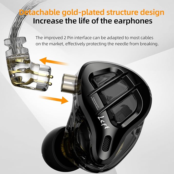 KZ ZAR in-Ear Monitor 7BA+1DD Hybrid Drivers Gaming Earbuds HiFi Bass Noise Isolation IEM, Clarity in All Frequency Stereo Comfort-fit in Ear Headphones for Audio Engineers, Musicians(No Mic)