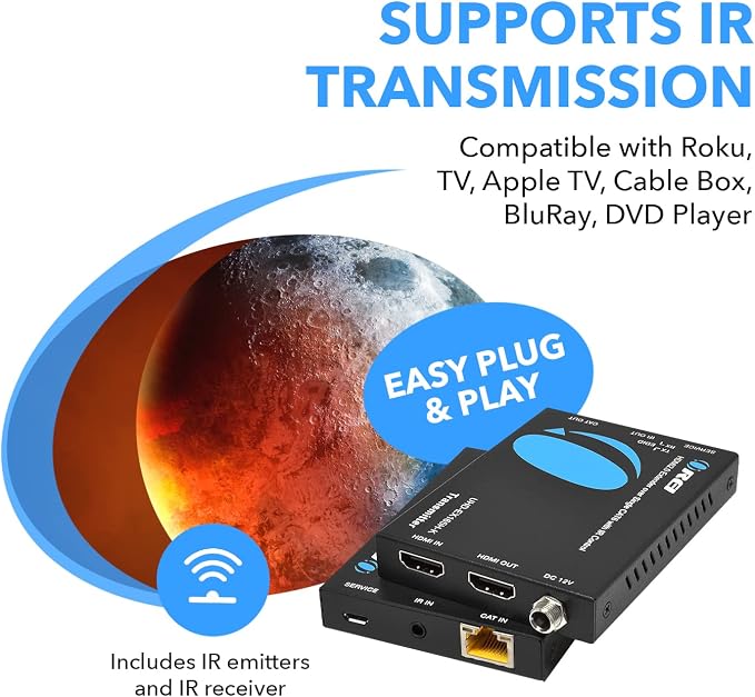 OREI HDMI Extender Over Cat6 165ft - 4K@60Hz with IR, Loop Out, EDID, PoC
