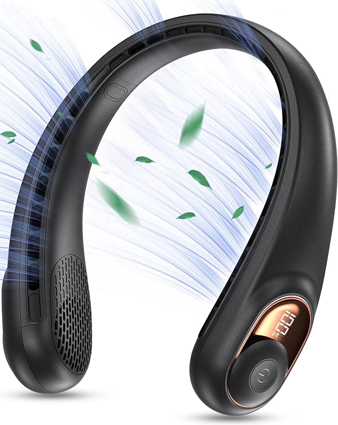 KIDEE Neck Fan + Waist Fan Bundle 360° Quiet & 14600RPM Turbo 12,000mAh Total LED/SOS Office, Construction, Travel