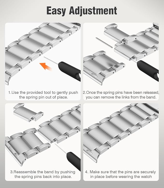 Upgraded Titanium Band Replacement Compatible with Apple Watch Band Ultra 3 Ultra 2/Ultra 49mm,iWatch Series 11/10 46mm,9/8/7 45mm,SE3/SE2/SE/6/5/4 44mm,3/2/1 42mm, Titanium Watch Band, Silver