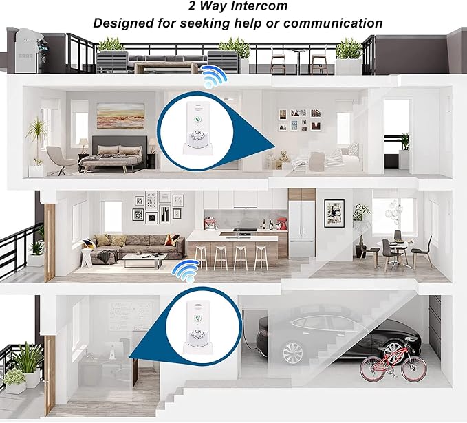 Intercoms Wireless For Home 2 Way Talk Doorbell Voice Intercom, Walkie Talkies Long Range 1000ft Caregiver Pager Intercom Intercomunicador Indoor Outdoor System for Home Hospital Office (White)