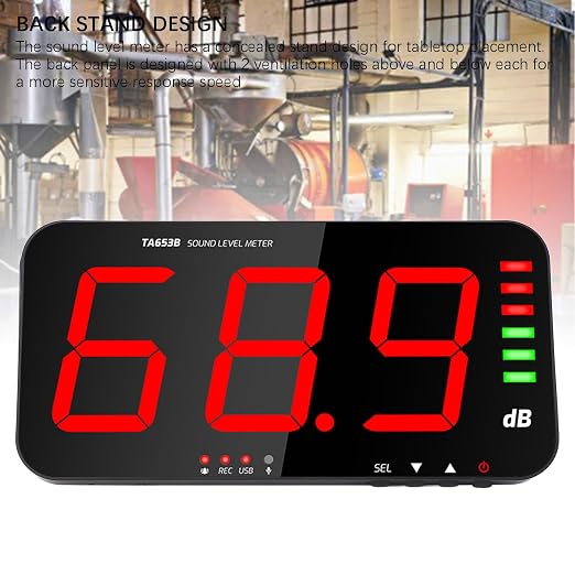 Decibel Meter Recorder Large Screen,Wall Mount Noise Sound Level Measuring Set,Data Hold, for Classroom Home Offices Factory
