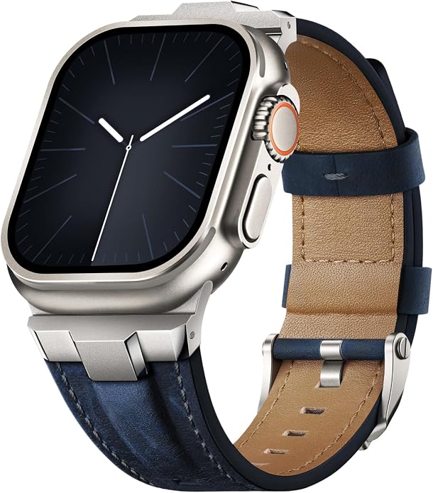 Suitisbest Leather Band Compatible for Apple Watch Ultra Band 49mm 46mm 45mm 44mm 42mm 41mm 40mm, Genuine Leather Replacement Strap for iWatch series 11 10 9 8 7 6 5 4 3 2 1, SE 3 2 1, Ultra 3 2 1