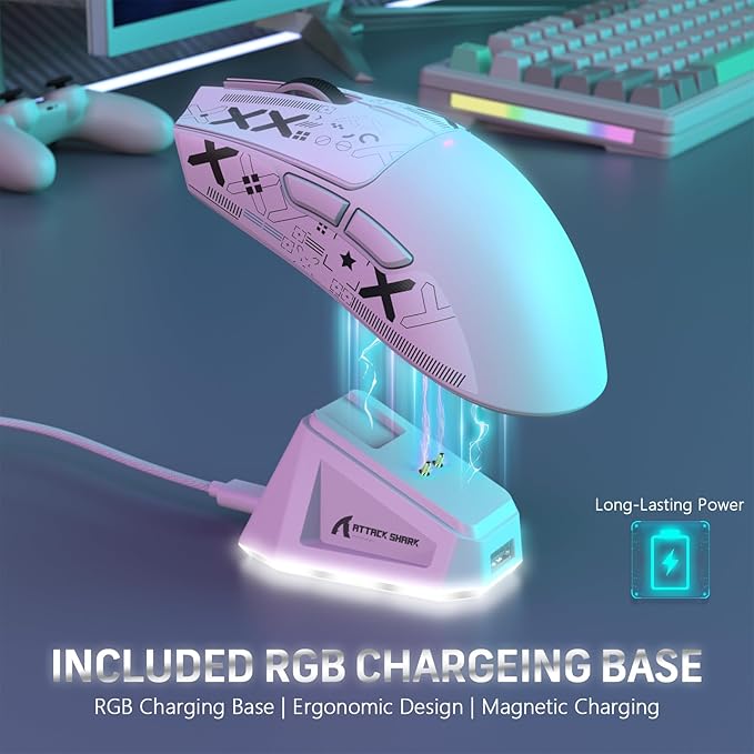 ATTACK SHARK X68HE PRO Rapid Trigger Wireless Gaming Keyboard and X11 Mouse, 8K Polling Rate,Hall Effect Magnetic Switch Keyboard, Tri-Mode Mouse with Magnetic Charging Dock, 22000 DPI for PC Mac