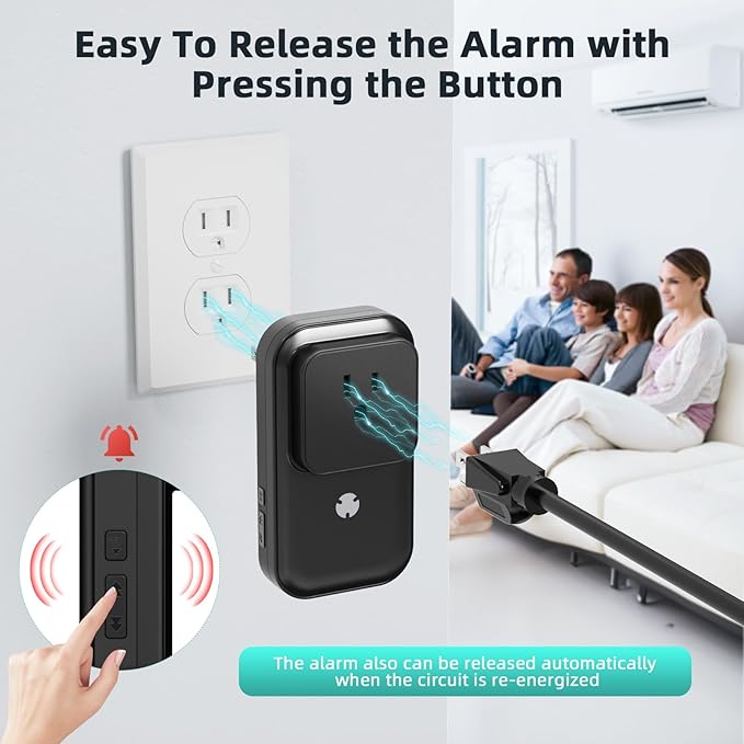 Power Failure Alarm 2 Pack, Freezer Power Outage Alarm 7 Sirens, 0-110dB Adjustable LED Indicator 12H Alert, Power Loss Monitor for Refrigerator, Sump Pumps, Aquarium