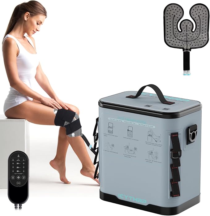 ICYTHRP Cold Therapy Machine with Programmable Timer, FSA Eligible HSA, Portable Ice Machine for Knee After Surgery, Programmable Recovery System for ACL, TKR & Sports Training with Specific Knee Pad