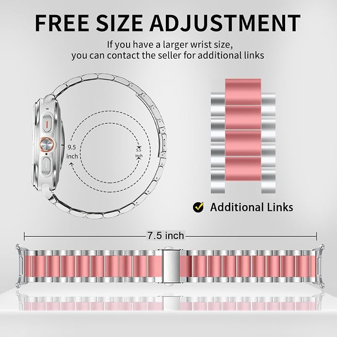 GOLDTOLUCK No Gap Stainless Steel Band Compatible with Samsung Galaxy Watch 8 7 6 5 4 Classic FE Pro Ultra 40mm 44mm 46mm 43mm 47mm 45mm 42mm Replacement Men Women Milanese Metal Elegant Casual