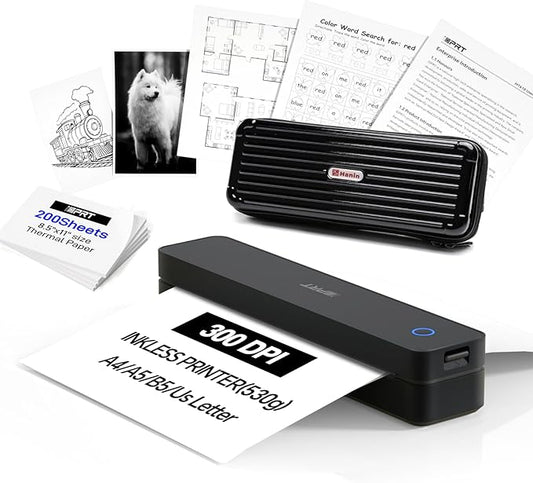 iDPRT Portable Thermal Printer Wireless for Travel, Printers for Home Use, Come with Carry Case& 200 Sheets Thermal Paper, Support 8.5x11 US Letter&A4 Thermal Paper, Compatible with Phone Laptop