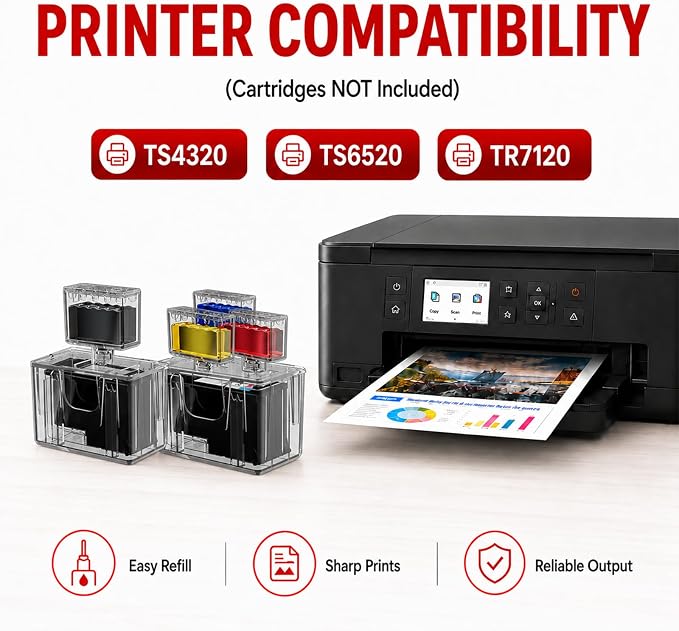 PG-295XL CL-286XL Ink Refill Kit for Canon PG-295 CL-286 PG-295XL CL-286XL Ink Cartridges Compatible for 295XL 286XL Compatible with TS4320 TS6520 TR7120 Printer Ink (12-Pack, 6BK/2C/2M/2Y)
