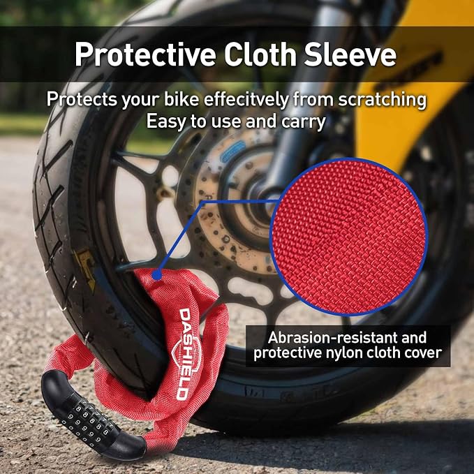 Bike Chain Lock Security 5 Digit Resettable Combination, 38.6 inches Heavy Duty Anti Theft Lock Chain for Bicycle, Motocycle, Scooter, Gate, Fence (Red, 3.2ft)