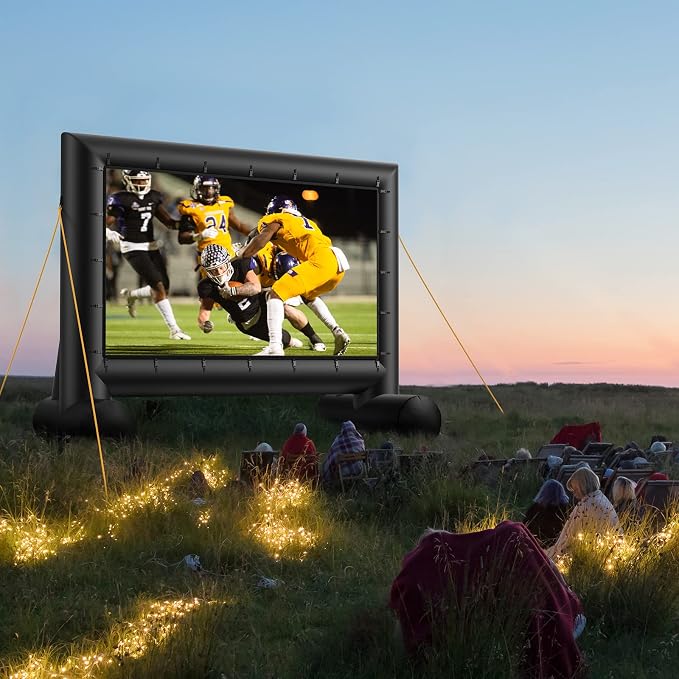 Amada 14 Feet Outdoor Inflatable Movie Screen, Projector Screen with Fast Low-Noise Air, Support Front Rear Projection for Backyard Movie Night, Home Theater, Theme Party, AMPJ04