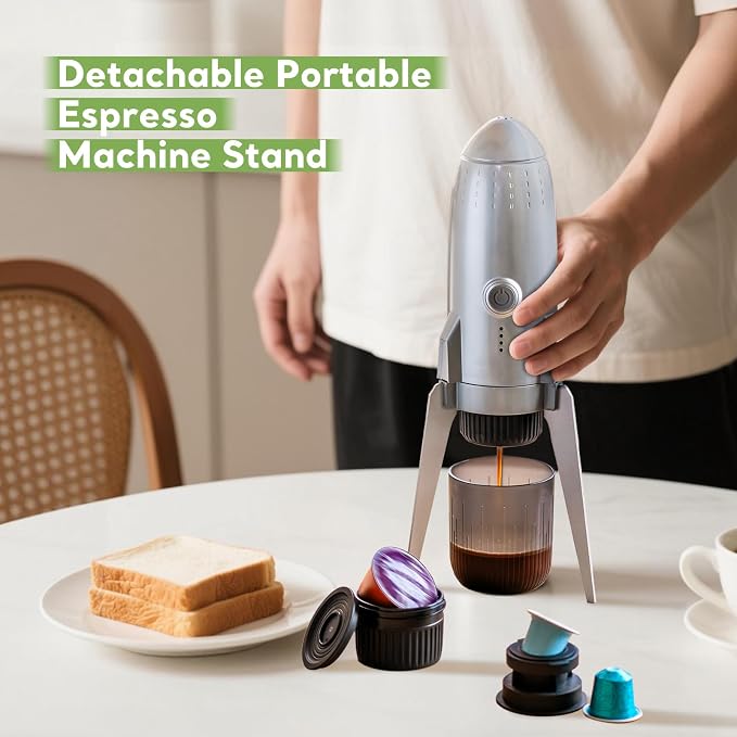 3 in 1 Portable Espresso Machine On the Go, Electric Espresso Maker Self-Heating,Mini backpacking Coffee Maker Compatible With NESPRESSO Pod,DolceGusto Pod and Ground Coffee For Travel