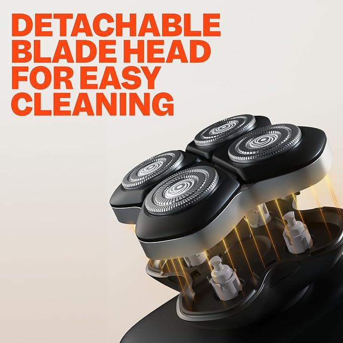 Freebird Electric Head & Body Hair Shaver - Mens Cordless Waterproof Razor with Rotary Blades (FlexSeries Pro, Shaver Kit + Travel Case + Extra Blade)