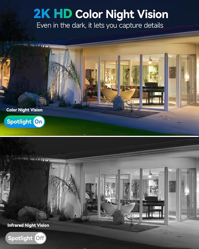 LIWAN Solar Camera Outdoor Wireless, 2.4G WiFi Security Cameras for Home Security, Surveillance Camera Outside with Solar Panel, 2K Color Night Vision, 360°PTZ, PIR Detection, 2-Way Talk