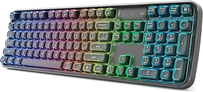 MOFII Upgraded Wireless Ergonomic Keyboard, BT/2.4Ghz Tri-Mode with Natural Curve, RGB Backlit, Rechargeable Battery, Full-Size for Computer/Laptop/Mac/MacBook, Pearl Black