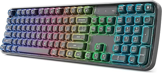 MOFII Upgraded Wireless Ergonomic Keyboard, BT/2.4Ghz Tri-Mode with Natural Curve, RGB Backlit, Rechargeable Battery, Full-Size for Computer/Laptop/Mac/MacBook, Pearl Black