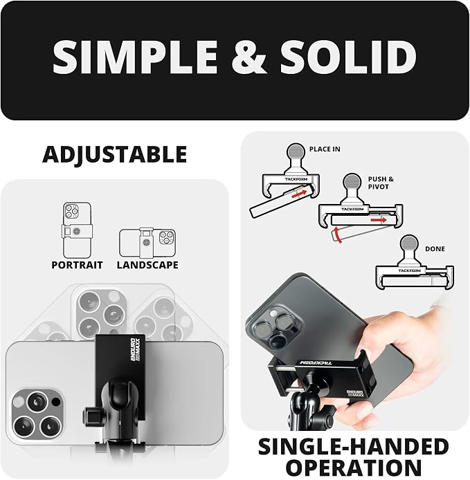 Tackform Link Vent Mount Universal Phone Holder - Compatible with BlueCruise, 2021-2025 Ford F150 & Raptor, 2023-2025 Ford Super Duty | Aluminum | Zero Slip | 3.5" Arm | Black