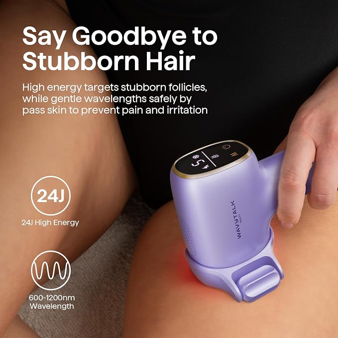 Wavytalk IPL Hair Removal Device, Bare It with Precision Roller for Face Body Bikini – Long-Lasting Result & Painless, 24J Dual-Pulse & Ice Cooling, At-Home Use for Women and Men, Corded