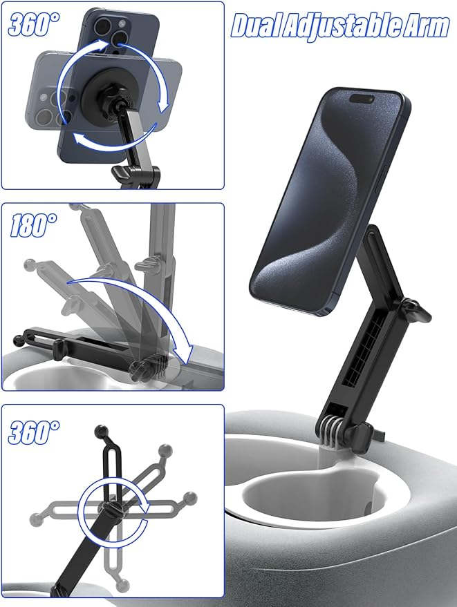 Pillow Magnetic Phone Holder, [Large Capacity Storage], 720° Rotation, Height Adjustable Pillow Cell Phone Holder Fit for 4-7 inch iPhone 17/16/15, Galaxy S25/24/23, Washable Plush Fabric