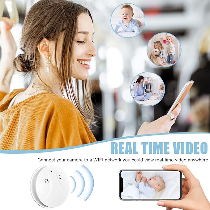 Visible Ceiling Mount Indoor WiFi Camera 1080P HD – for Baby Pet Elderly Monitoring, Round Design, No Smoke Detection