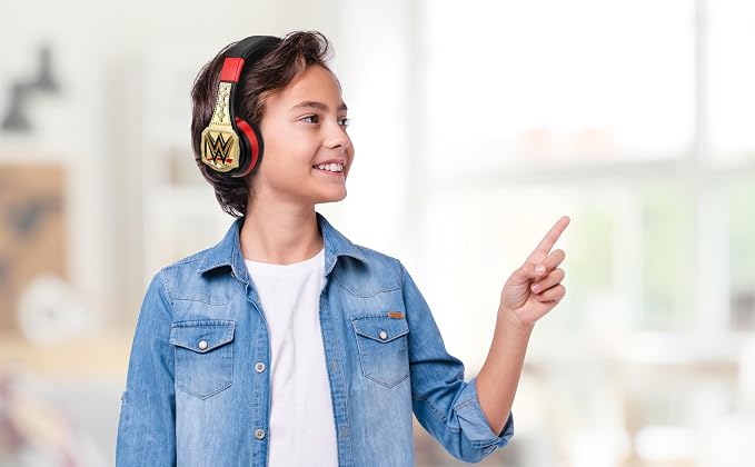 WWE Bluetooth Headphones for Kids, Volume Reduced Wireless Headphones for School Home or Travel (WWE)