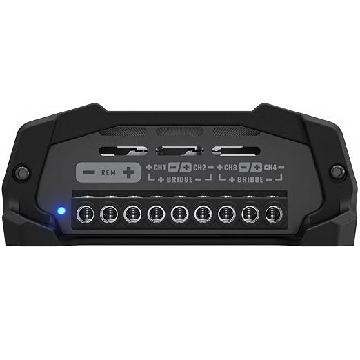 Stetsom HL 400x4 2 Ohms - Compact Digital 4 Channel Amplifier, 400W RMS 400.4, Full Range, High Input, Bass Boost Gain + 14db (Variable Adjustment 30-75hz), Multichannel, Digital Sound, Crossover