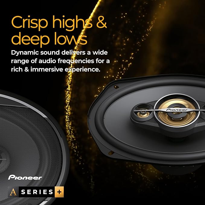 Pioneer A-Series Plus TS-A1681F 6.5” 4-Way Speakers (Pair) – 350W Max, Balanced Sound + Smooth Treble, Enhanced Bass, Ideal Factory Upgrade, Installation Adaptors Included