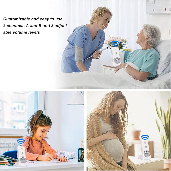 Intercoms Wireless For Home 2 Way Talk Doorbell Voice Intercom, Walkie Talkies Long Range 1000ft Caregiver Pager Intercom Intercomunicador Indoor Outdoor System for Home Hospital Office (White)