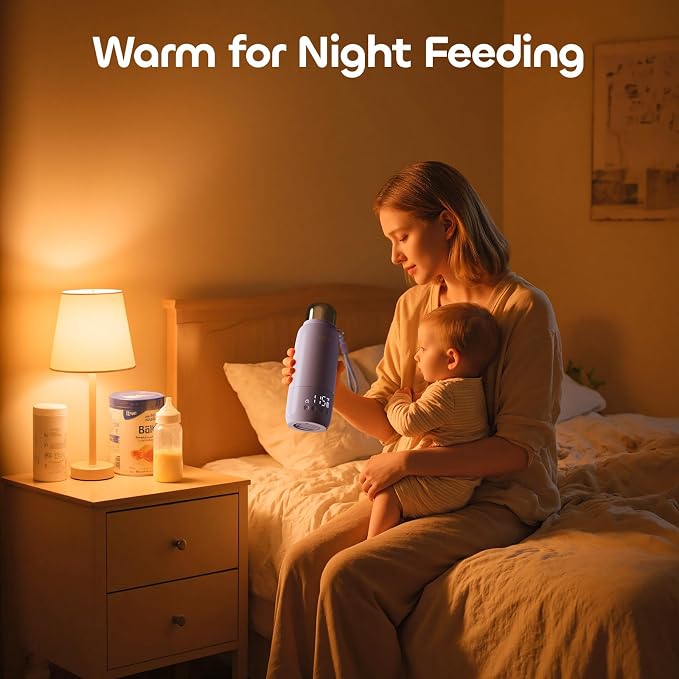 Portable Bottle Warmer for Travel - 3Min Fast Heating of Breast Milk and Formula, 36W Fast Charge, 17 Ounces Large Capacity, Baby Bottle Warmer On The Go for Outdoor Airplane and Car