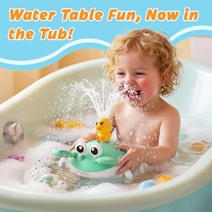 Water Table Pump, 5400mAh Rechargeable Crab Water Pump Toy for Powered Continuous Flow 8Hrs Play time 3 Modes Spray 2 Flow Settings IP67 Waterproof for Water Table, Bathtubs, Pool Toy