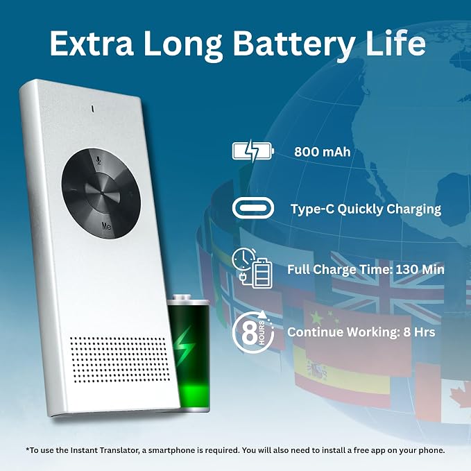 Enence PRO Language Translator Device, Real-Time Voice Translation, Instant Pocket AI Translator Device, Support 60+ Languages. Traductor for Business, Study Travel traductor de Ingles español