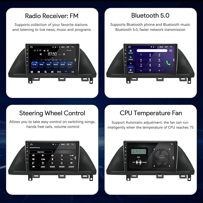 BINIZE Car Stereo Radio Compatible with Honda Odyssey 2005 2006 2007 2008 2009 2010, Wireless Carplay Android Auto Car Radio with Bluetooth, WiFi, USB, Backup Camera