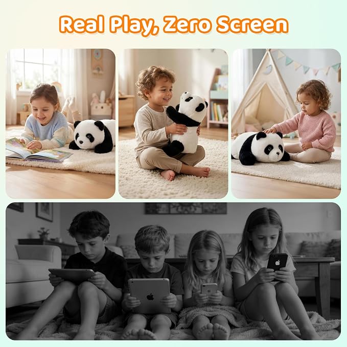 Golabs PT1 Plush AI Robot Panda Toy for Kids 3+,Interactive Companion Pet with 64 Languages, APP w/ 10 Roles Powered by GPT-4o, Voice & Touch Interaction, Real Blinking Eyes, Smart Gift for Boys Girls