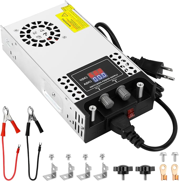 Adjustable 0-24V Power Supply 25A 600W, 110V AC to DC 0-24V Buck Converter 0-25A 600W Power Supply with LCD Display Adjustable Voltage Current 110V/220V AC to 24V DC Converter