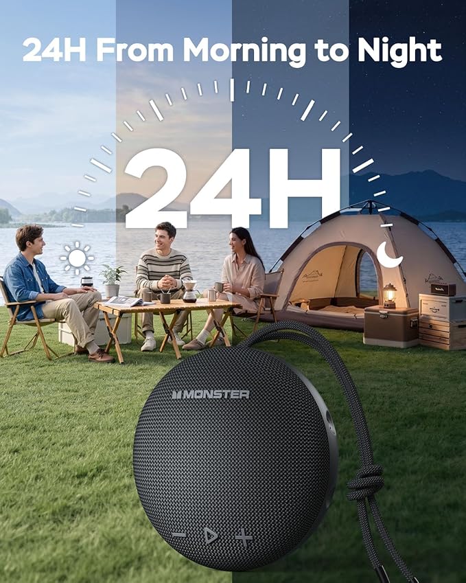 35W (peak) Monster Bluetooth Speaker, IPX8 Shower Speaker Waterproof, Bluetooth 5.4 with Loud HD Sound and Robust Bass, Extra Long Playtime Punchy, for Home, Beaches Portable Wireless Outdoor Speakers