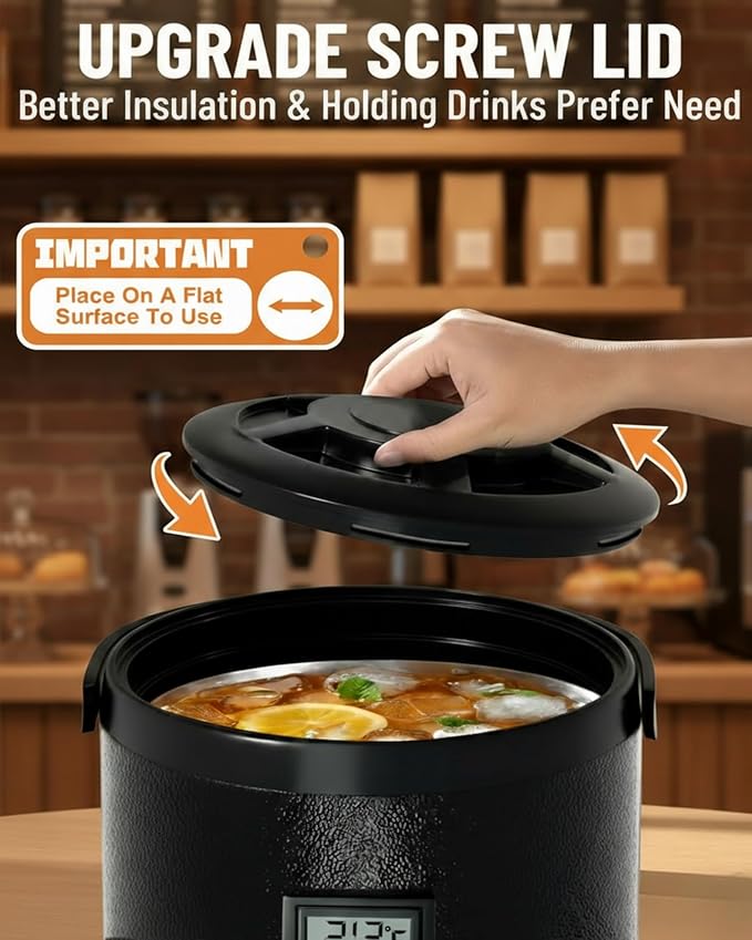 WantJoin Insulated Beverage Dispenser - Thermal 8L/2Gal Stainless Steel Hot & Cold Drink Dispenser with Spigot for Tea, Coffee, Milk, Water & Juice (Black)