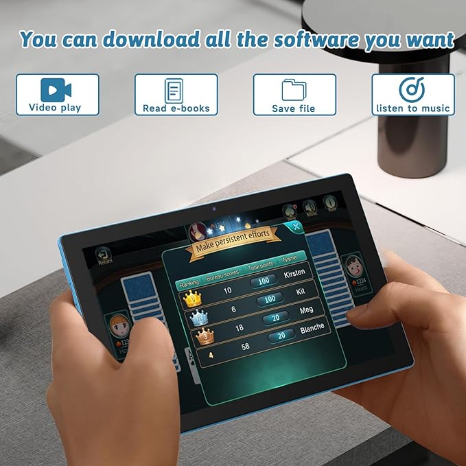 Android table 10 Inch With Tablets protective Case and Stylus Pen android 15 Tablets 5G WiFi-6 1280*800 full HD IPS display 6000mah 64GB ROM+12GB RAM (4+8 Virtual) 1024GB Expansion (Navy blue)