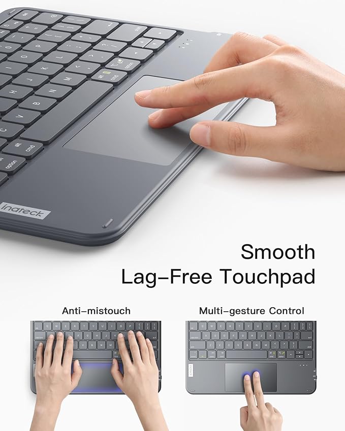 Inateck Bluetooth Keyboard with Touchpad, Ultra Slim and Portable Wireless QWERTY Keyboard, Compatible with Windows and iPad OS, KB01105